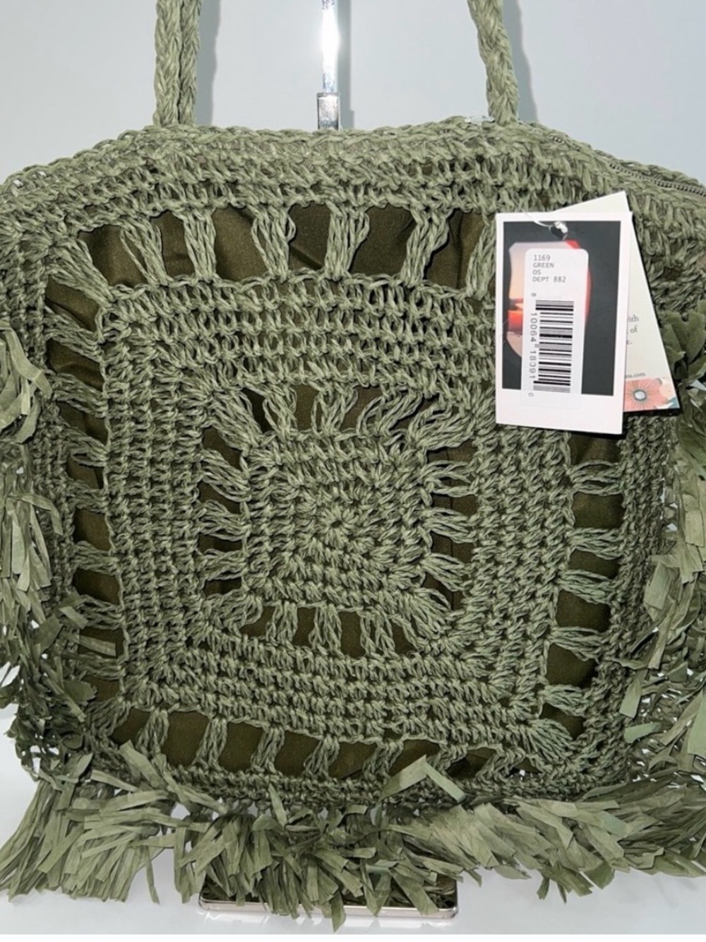 Green Crochet Tote Bag